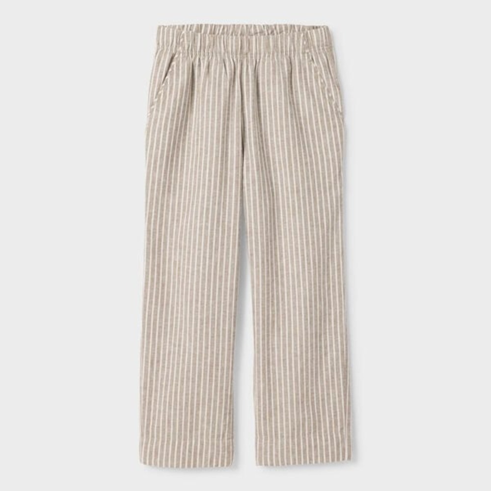 Duluth Trading Co OvereasyLightweight Hemp Capris Beige Stripe Cotton Size 16